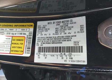 2021 Ford Bronco Sport Big Bend from USA, damaged, VIN 3FMCR9B61MRA65594